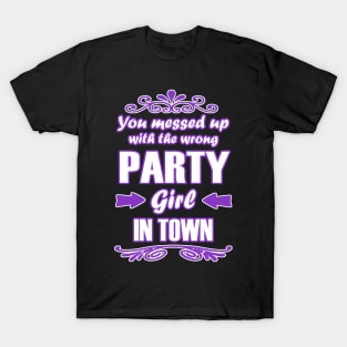 Party booze gift, girl, celebration evening. T-Shirt